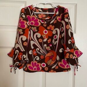 Mary-Kate and Ashley girls size 4/5 Brown Floral Patterned Top Vintage Y2K